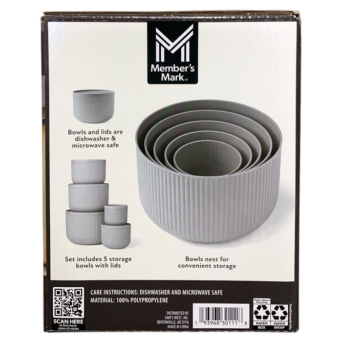 Member's Mark 10-Piece Nested Serve & Store Bowl Set, 5 Bowls with Lids