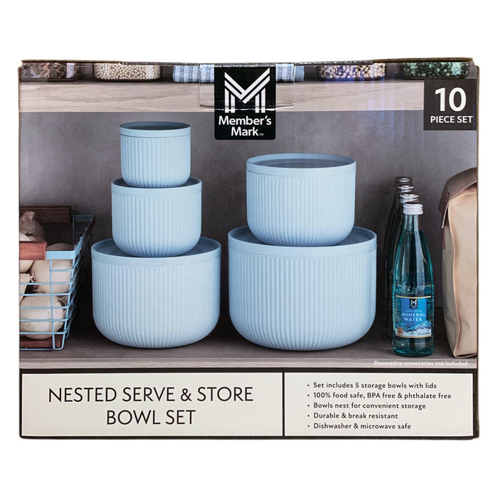 Member's Mark 10-Piece Nested Serve & Store Bowl Set, 5 Bowls with Lids