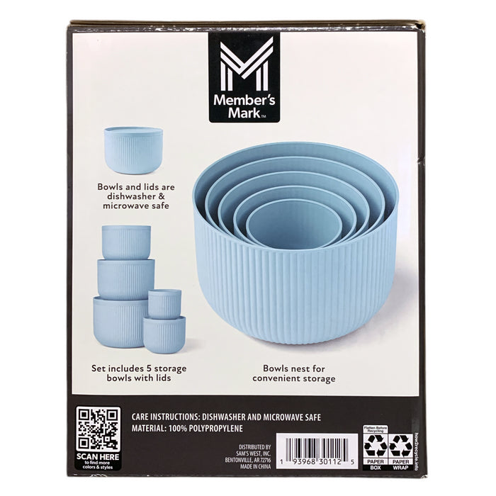 Member's Mark 10-Piece Nested Serve & Store Bowl Set, 5 Bowls with Lids