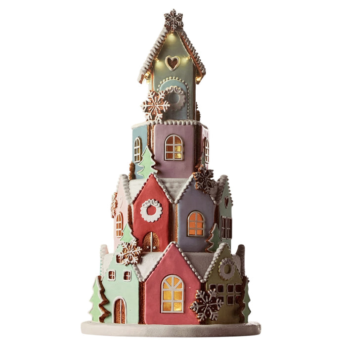 Member's Mark Pre-Lit Gingerbread Village, Hand Painted, Warm White LED Lights