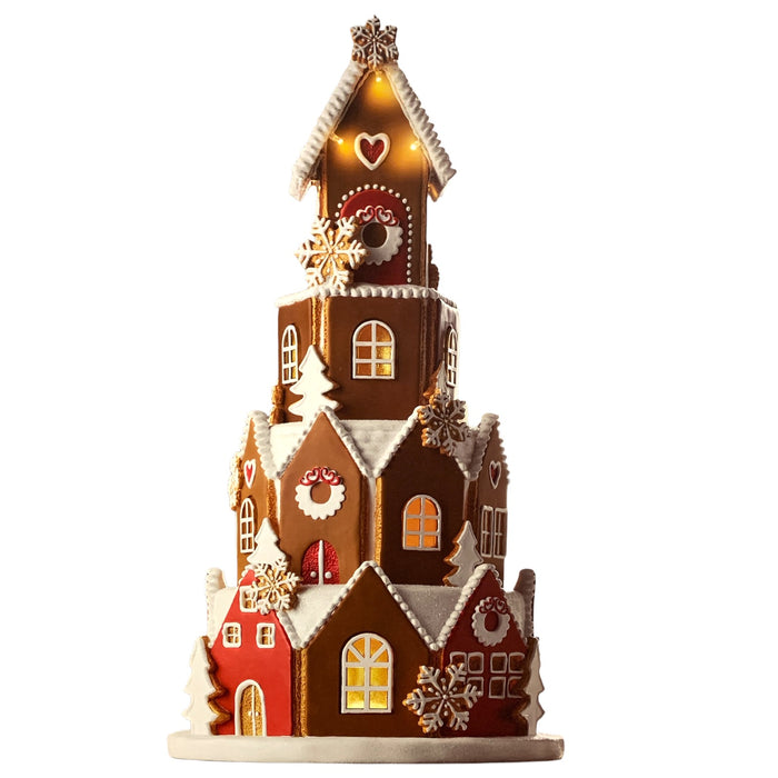 Member's Mark Pre-Lit Gingerbread Village, Hand Painted, Warm White LED Lights