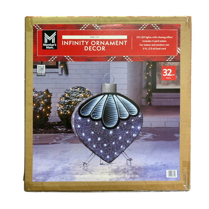 Member's Mark 32" Pre-Lit Silver Infinity Light Ornament Decor