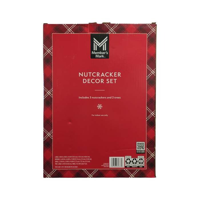 Member's Mark Nutcracker Decor Set, Set of 5, 3 Nutcrackers and 2 Trees