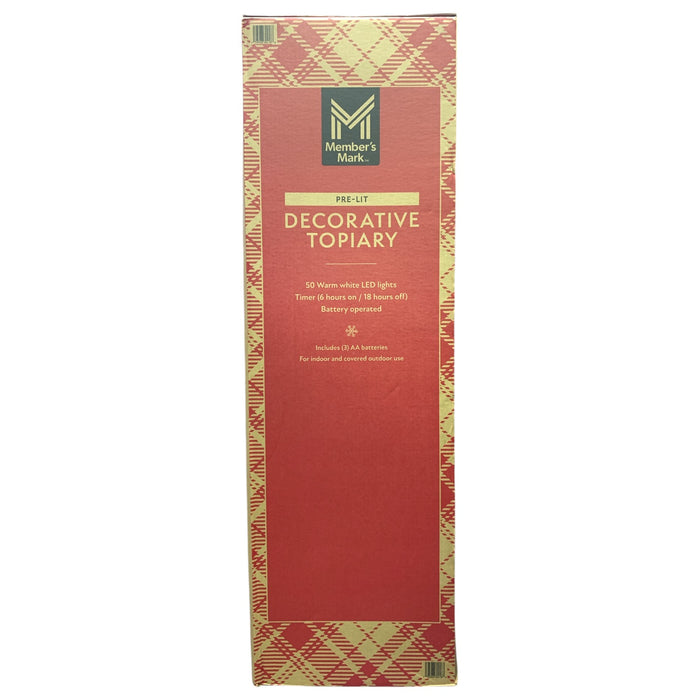 Member's Mark 48-Inch Pre-Lilt Decorated Topiary, Flocked in Woven Basket
