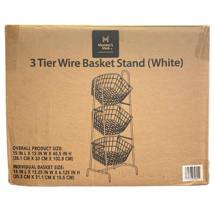 Member's Mark 3-Tiered Wrought Iron Wire Basket Stand, 15"L x 13"W x 40.5"H