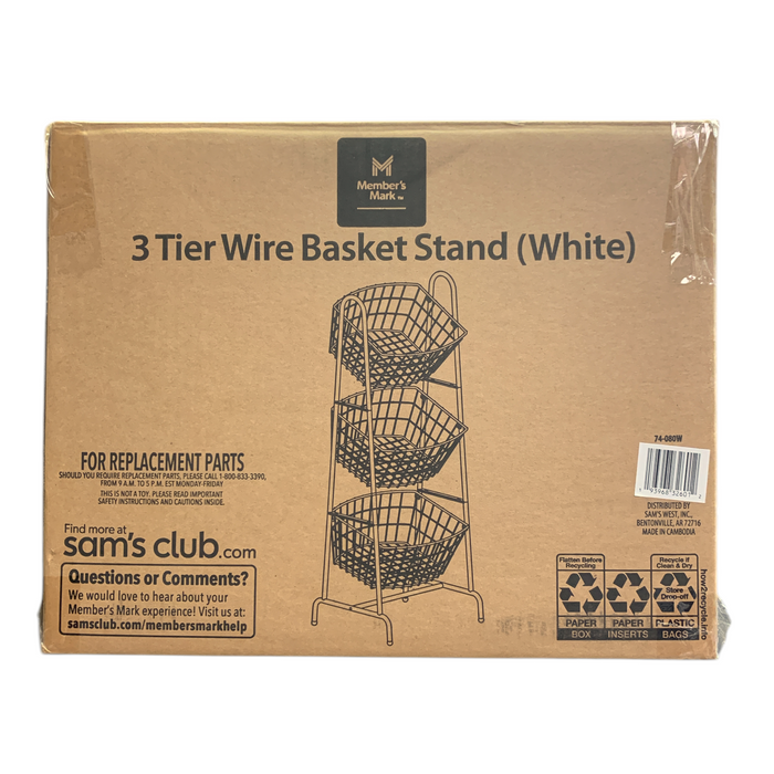 Member's Mark 3-Tiered Wrought Iron Wire Basket Stand, 15"L x 13"W x 40.5"H