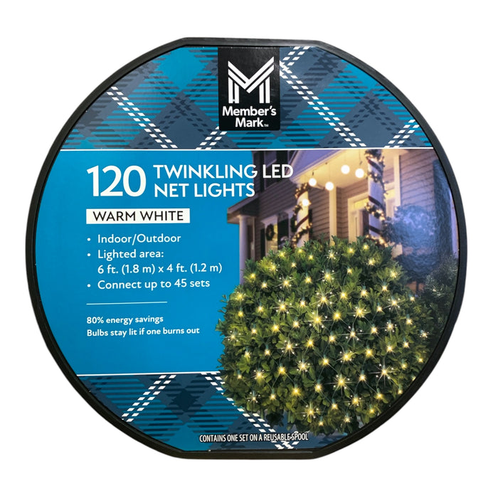 Member's Mark 120 Twinkling LED Net Lights, 24 Sq. Ft. (Warm White)