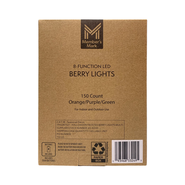 Member's Mark 3 Pack of 50ct LED Berry Lights, 24.5' Each (Orange/Green/Purple)