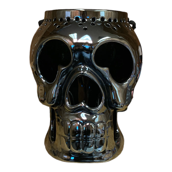 Member's Mark 12" Pre-Lit Ceramic Skeleton Lantern (Black)