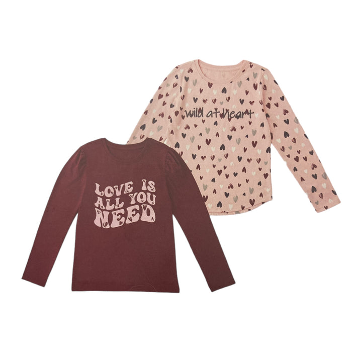 Member's Mark Girls 2 Pack Long Sleeve Crewneck Loose Fit Graphic Tee