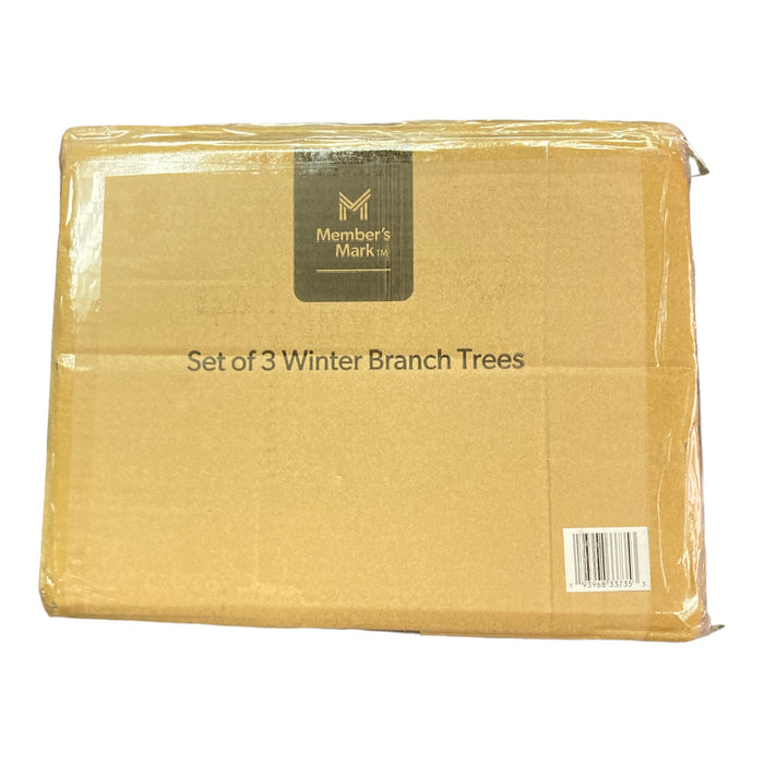 Member's Mark Pre-Lit Set Of 3 Winter Christmas Holiday Decor Branch Trees