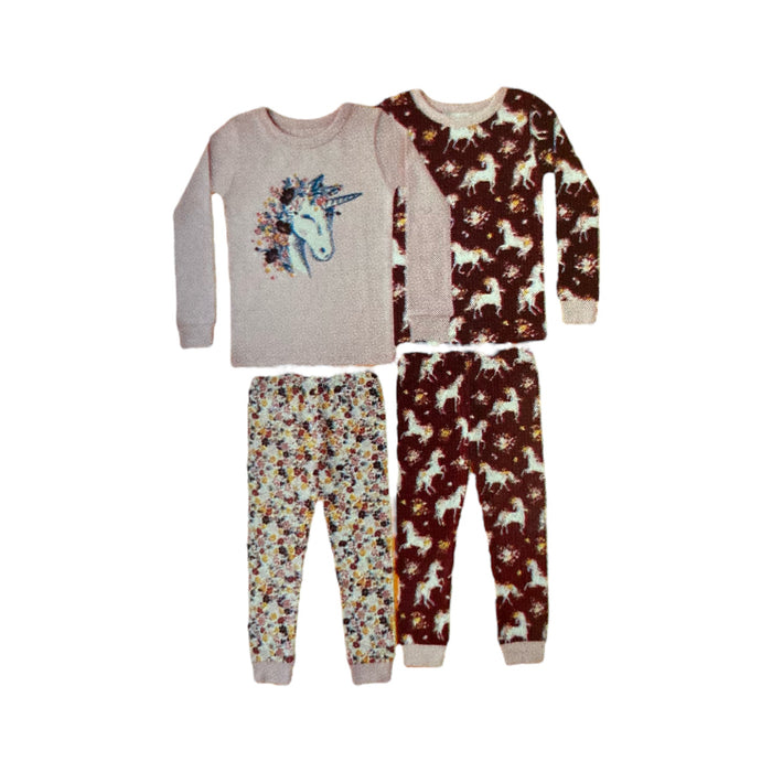 Member's Mark Infant/Youth Girls 4 Piece Tight Fit Long Sleeve & Pant Pajama Set