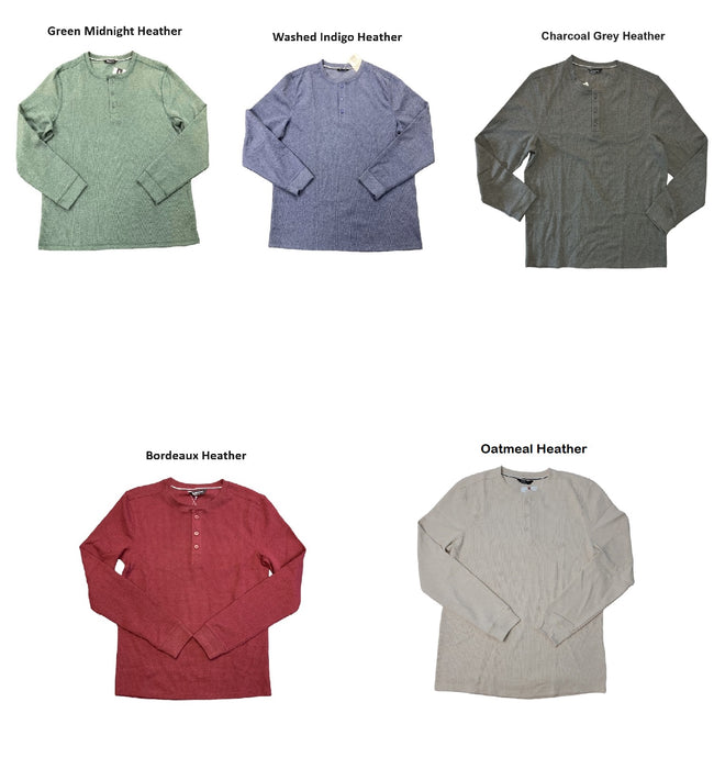 Member's Mark Men's Long Sleeve Waffle Knit Stretch Thermal Henley Shirt