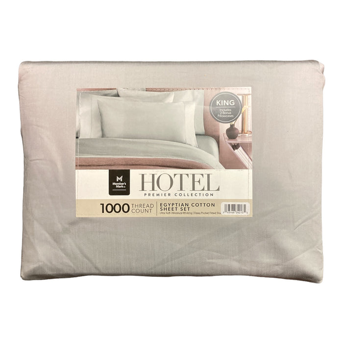 Member's Mark Hotel Premier 1000TC 6 Piece Solid Sheet Set (King, Soft Silver)