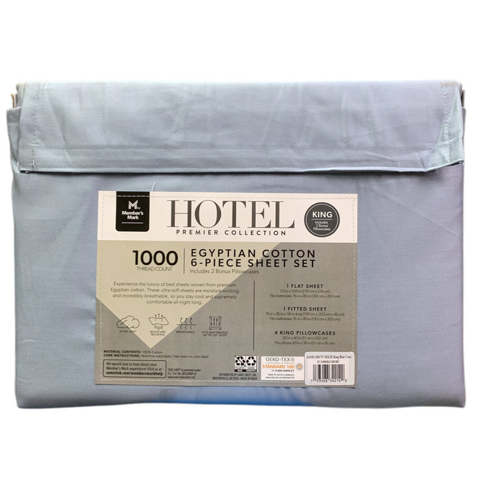 Member's Mark Hotel 1000 Thread Count Egyptian Cotton 6 Pc Sheet Set, King Size