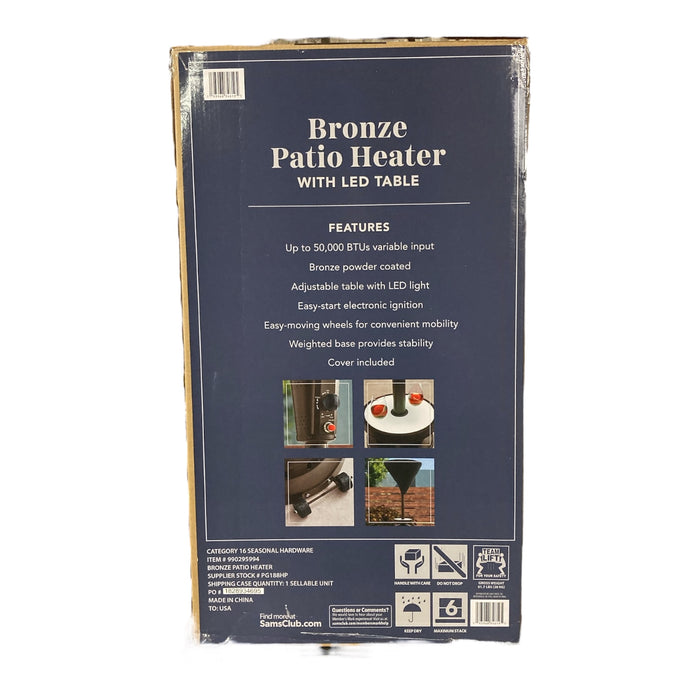 Member's Mark 50,000 BTUs Bronze Patio Heater with LED Table