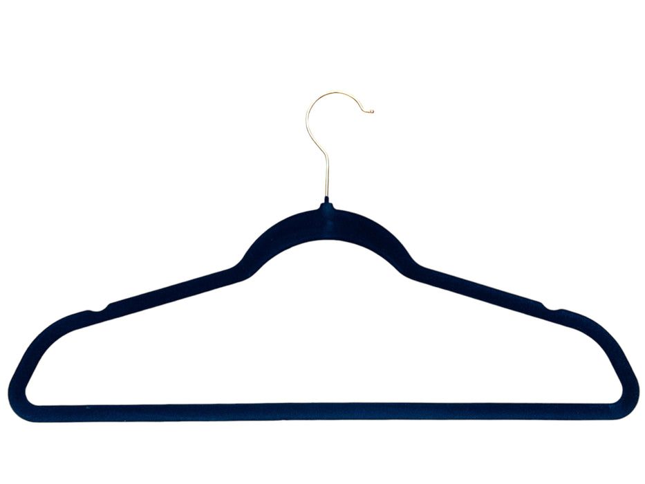 Member's Mark Elite Quality Velvet Hangers, 17.7in x 9.75in, 50 Pack (Navy/Gold)