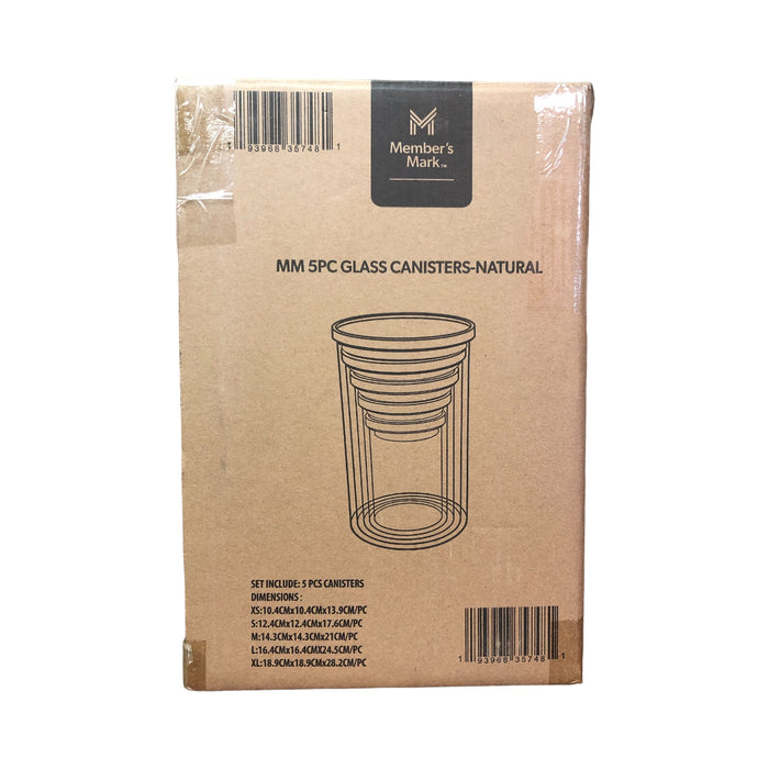 Member's Mark Nesting 5-Piece Glass Canister Set with Natural Wood Lids