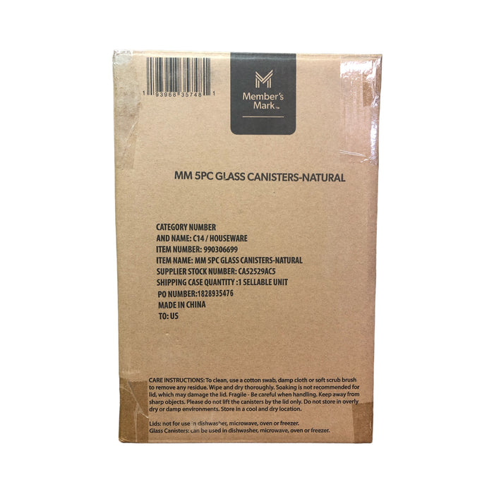 Member's Mark Nesting 5-Piece Glass Canister Set with Natural Wood Lids