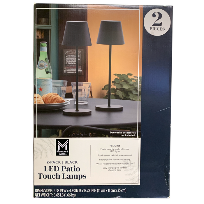 Member's Mark 2-Pack Rechargeable Cordless LED Patio Touch Lamps