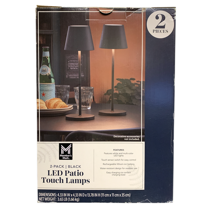 Member's Mark 2-Pack Rechargeable Cordless LED Patio Touch Lamps