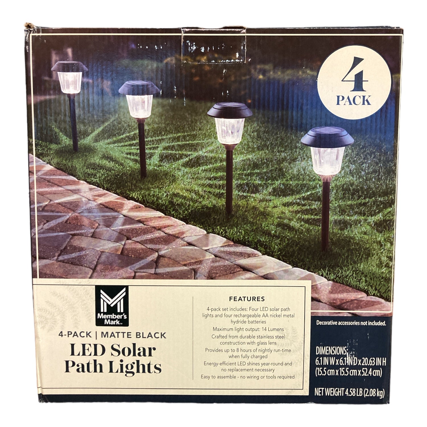 Member's Mark 4-Piece LED Solar Path Lights - Matte Black Member's Mark 4-Piece LED Solar Path Lights - Matte Black
