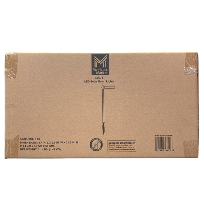 Member's Mark 4-Pack LED Solar Down Pathway Lights, Matte Black Finish