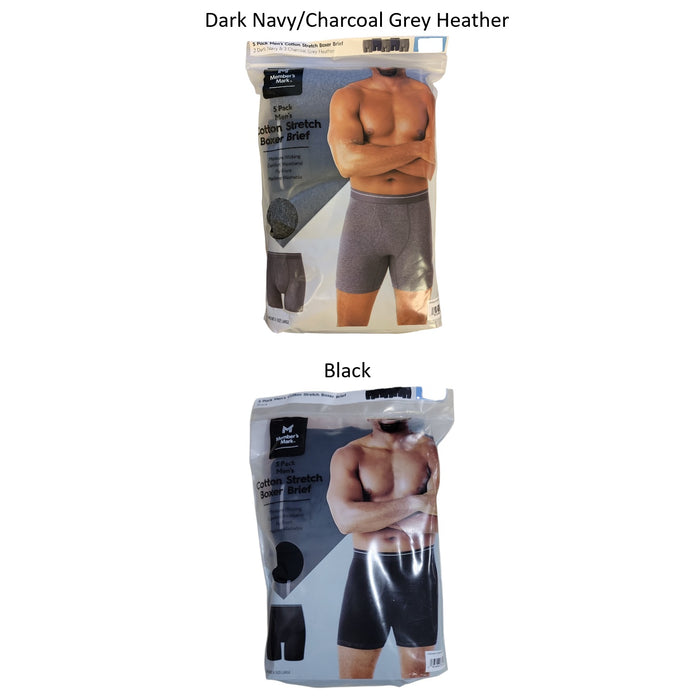 Member's Mark Men's Cotton Stretch Moisture Wicking Fly Front Boxer Brief 5 Pack