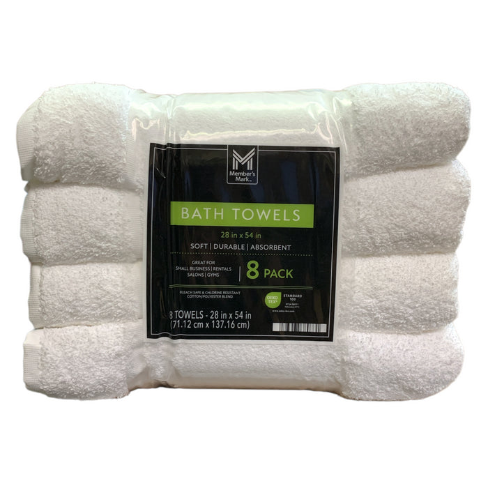 Member's Mark Commercial-Grade Hospitality Bath Towels, 8-Pack, White
