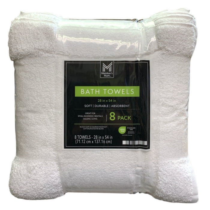 Member's Mark Commercial-Grade Hospitality Bath Towels, 8-Pack, White