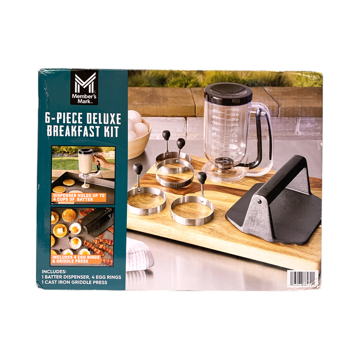Member's Mark 6-Piece Deluxe Breakfast Kit - Batter Dispenser, Egg Rings & Press