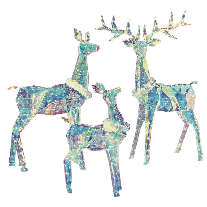 Member's Mark Pre-Lit Prismatic Deer Family, 874 LED Twinkle Effect Lights, 3pc.