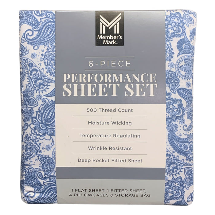 Member's Mark 500 Thread-Count Performance Solid Sheet Set, 6 Piece