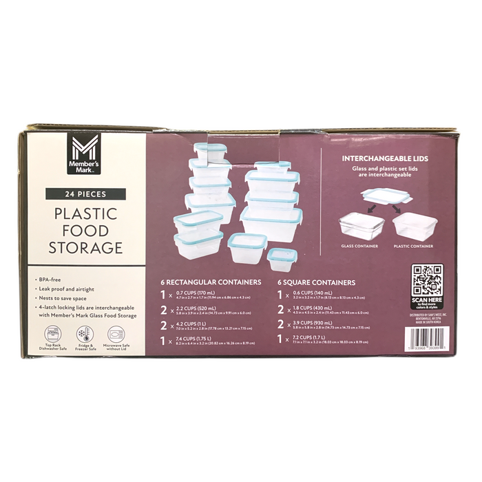 Member's Mark 24-Piece Plastic Food Storage Set, Airtight & Leakproof