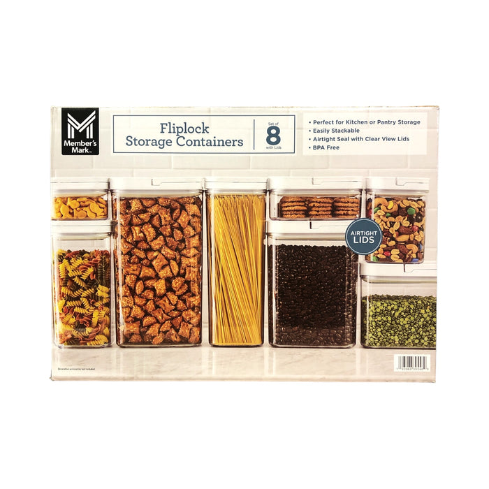 Member's Mark Fliplock Storage Containers, Set of 8 with Clear View Lids