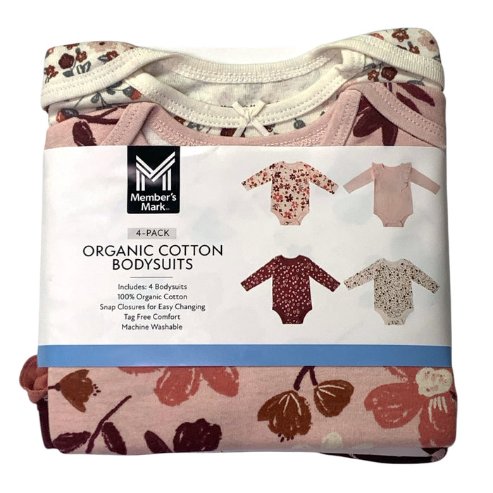 Member's Mark Baby 4-Pack Long Sleeve Organic Cotton Bodysuit