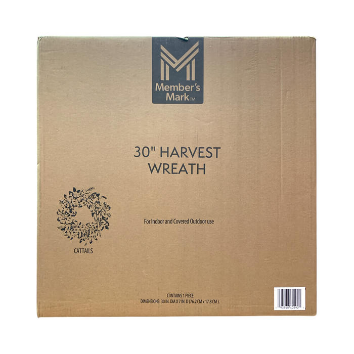 Member's Mark 30" Seasonal Decor Harvest Wreath, Cattails