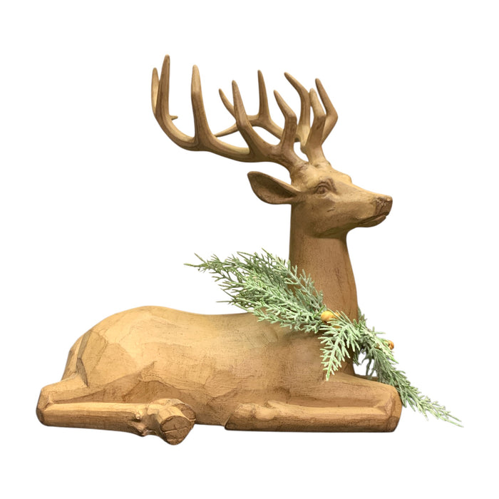 Member's Mark Carved Winter Deer Decor, Set of 2, Resin (Brown)