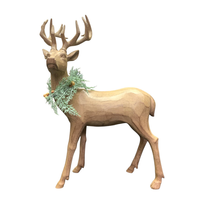 Member's Mark Carved Winter Deer Decor, Set of 2, Resin (Brown)