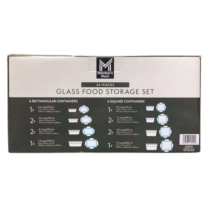 Member's Mark 24-Piece Glass Food Storage Set by Glasslock, Airtight & Leakproof