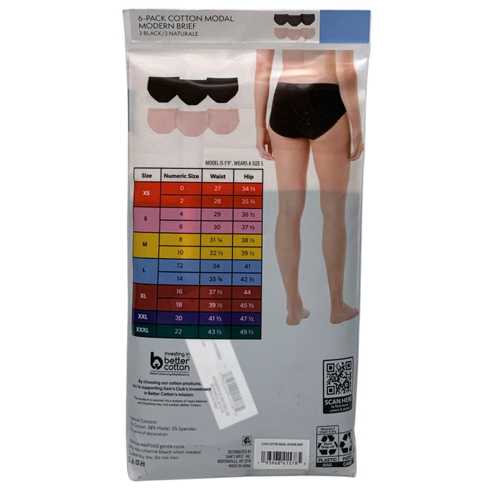 Member's Mark Women's 6-Pack Cotton Luxe Modern Brief