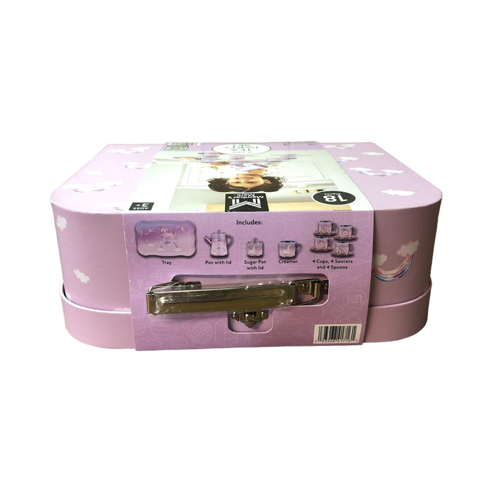 Member's Mark 18-Piece Pretend Play Tin Tea Party Set with Carrying Case