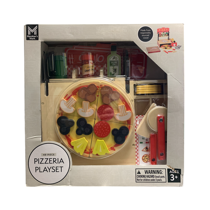 Member's Mark 48-Piece Tabletop Wooden Pizzeria Playset for Kids