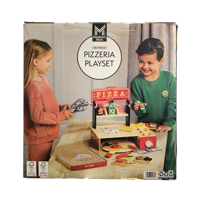 Member's Mark 48-Piece Tabletop Wooden Pizzeria Playset for Kids
