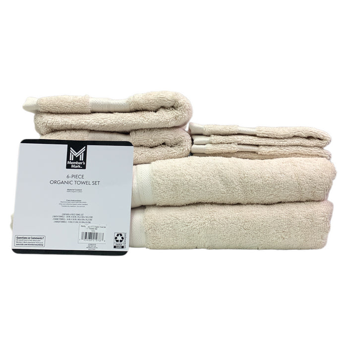 Member's Mark 6-Piece Organic Cotton Bath, Hand, and Wash Towel Set