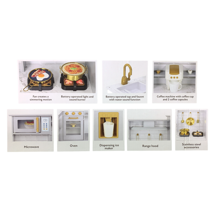 Member's Mark Wooden Kitchen Playcenter for Kids, Includes 18 Accessories, Grey