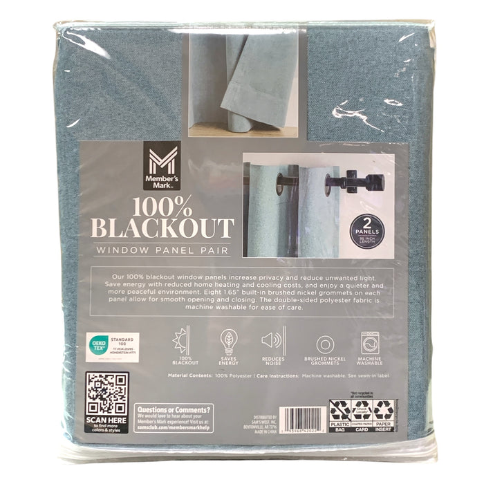 Member's Mark 100% Blackout Window Panel Pair, 50" x 95", Spa