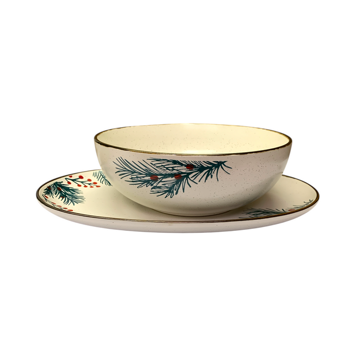 Member's Mark 2-Piece Stoneware Holiday Serveware Set (Holly)