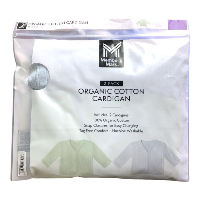 Member's Mark Baby Organic Cotton Cardigan, 2-Pack, Tag-Free with Snap Closures