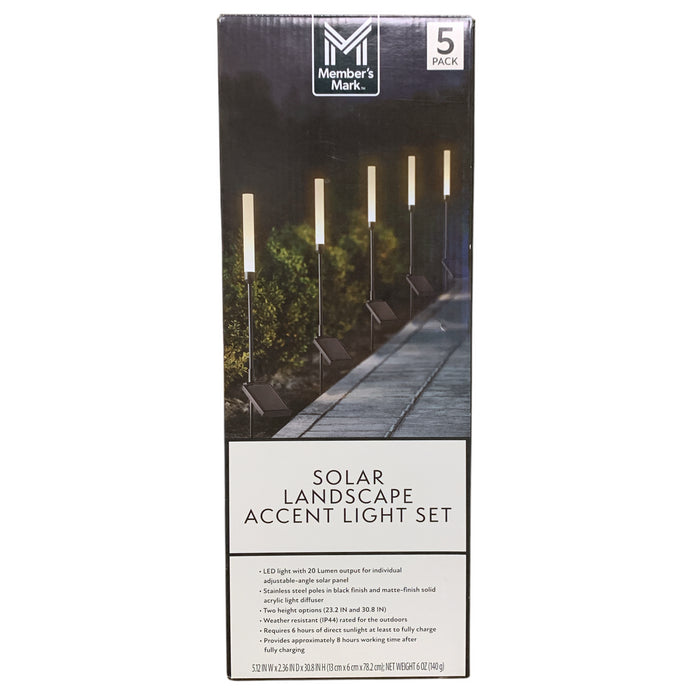 Member's Mark Solar Powered Landscape Accent Light Set, 5 Pack, Black Matte